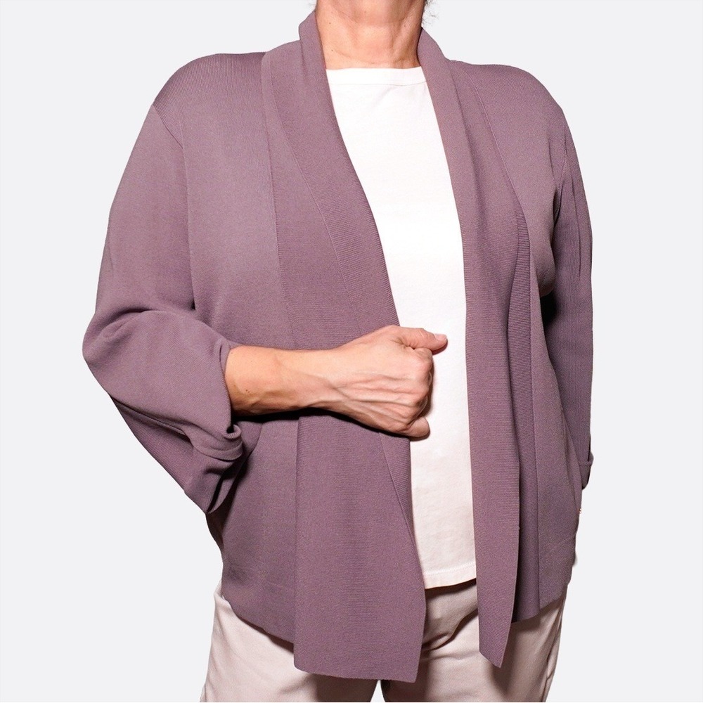 Donna Karan Lavender Open Knit Cardigan XL 1X 14 16 Oversized Quiet Luxury
